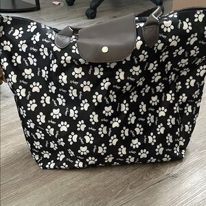 Black and White Paw Print Tote Bag